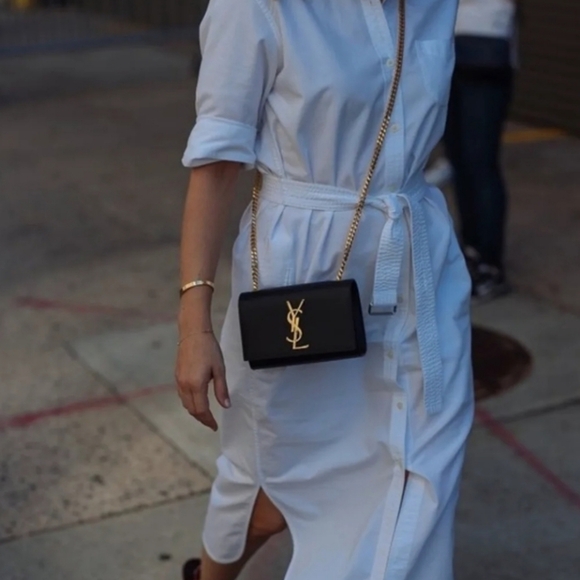 YSL Saint Laurent KATE SMALL CHAIN BAG IN GRAIN DE POUDRE LEATHER - Picture 2 of 16